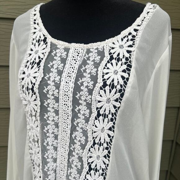 Double Zero women’s M blouse, sheer lace long sleeves - Picture 9 of 11